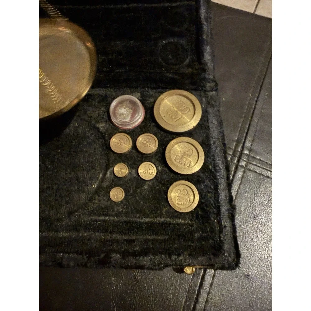 Vintage Brass Balance Apothecary Scale with Velvet Case